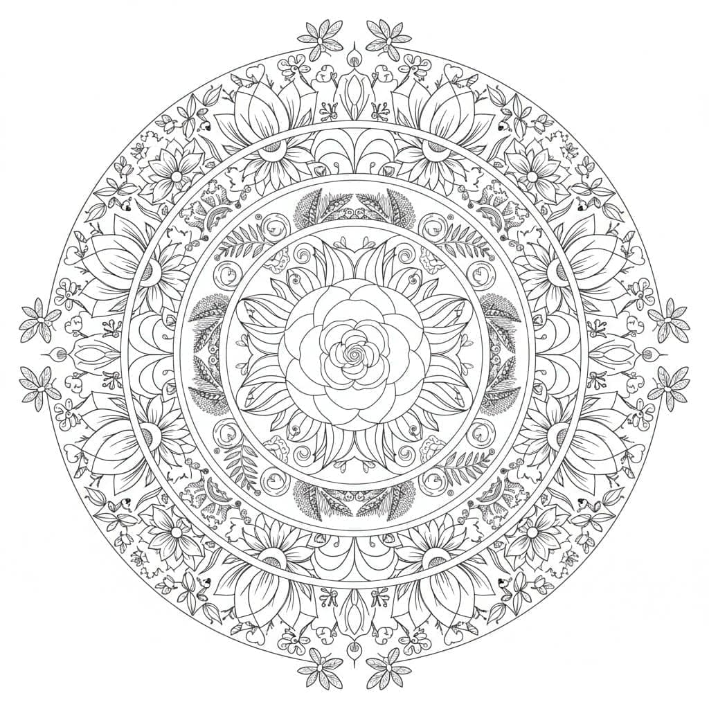 Rose Garden Mandala Nature Mandala Template Mandalas