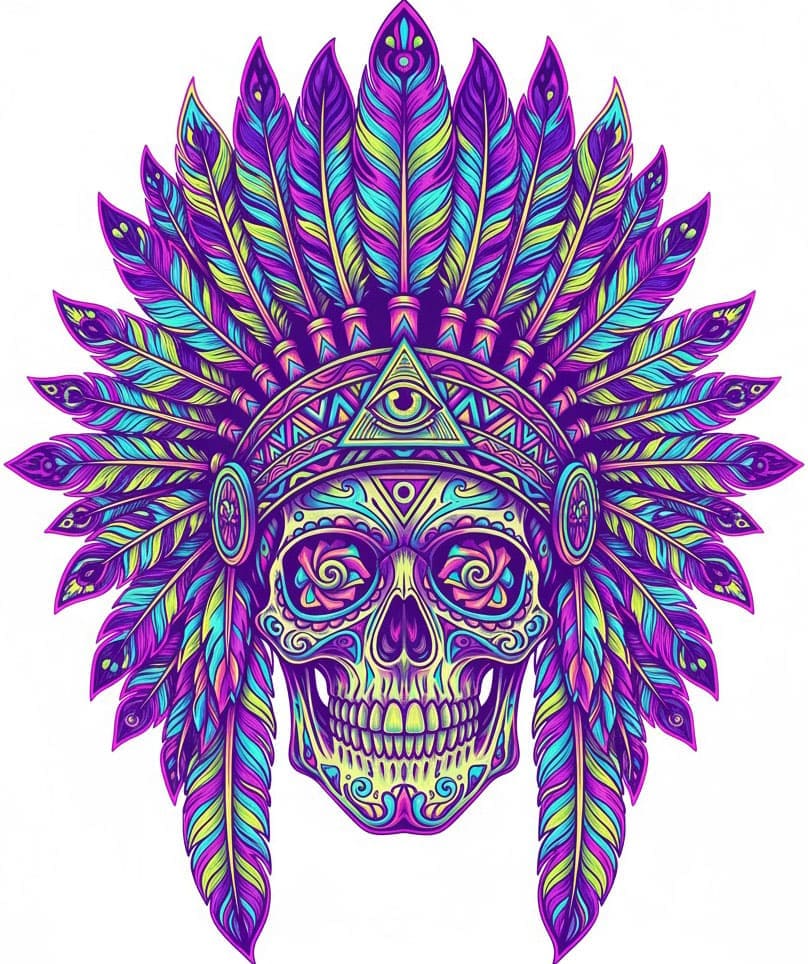 Shaman Headdress Skull Psychedelic Mandala Template Mandalas
