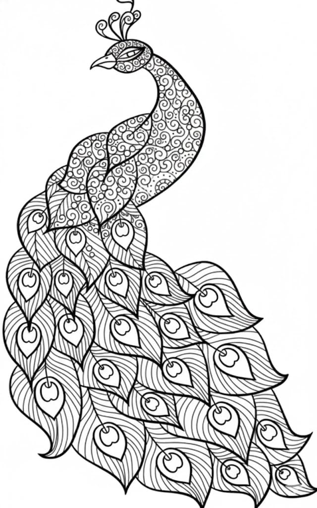 Side Profile Peacock Mandala Coloring Page Mandalas