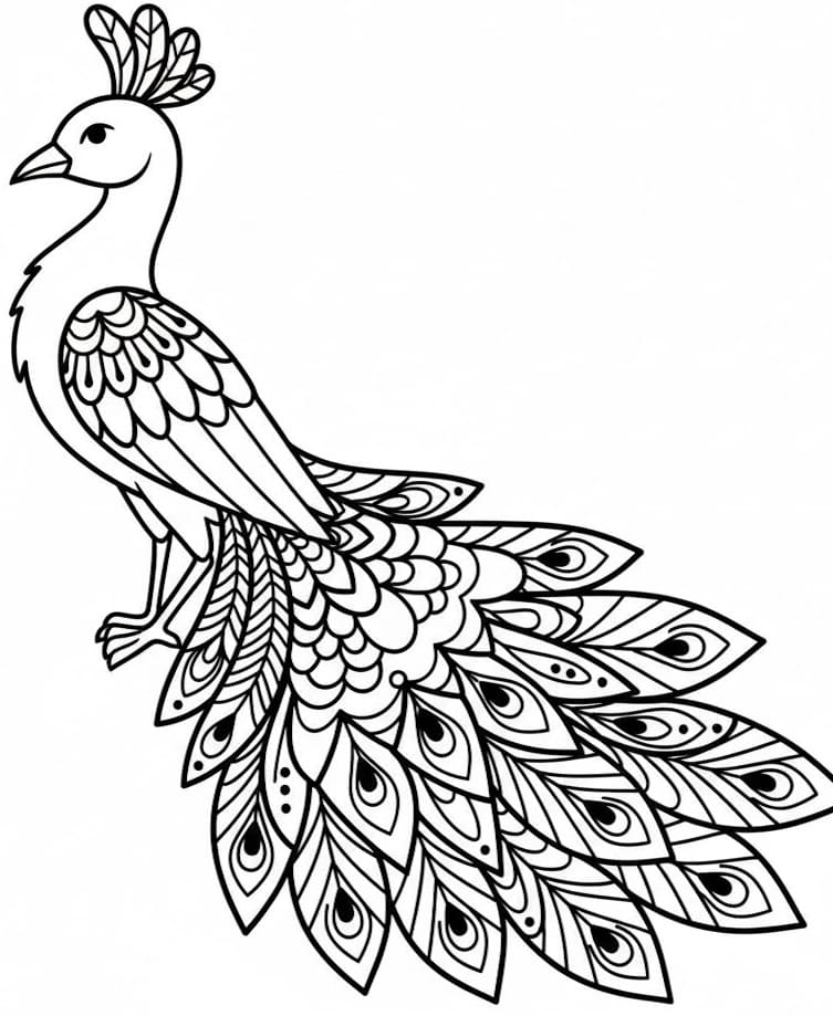 Side View Peacock Feather Mandala Coloring Page Mandalas