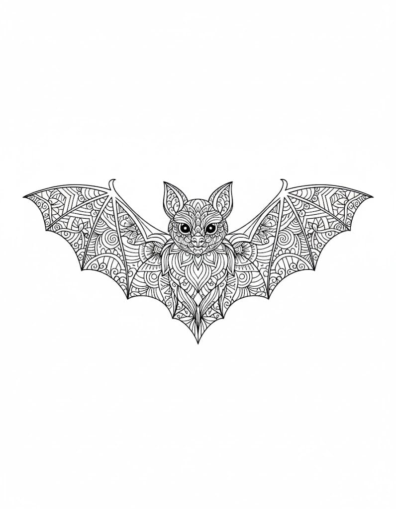Simple Bat Mandala Coloring Page Mandalas