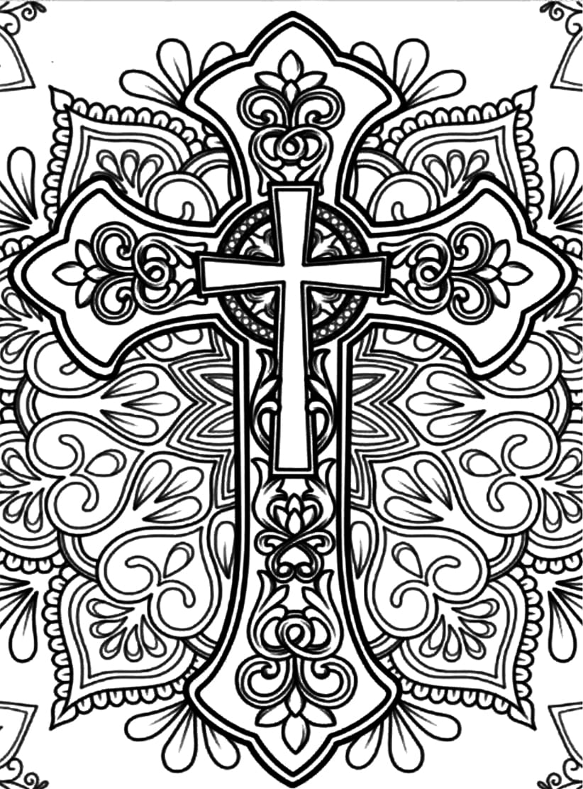 Simple Cross Mandala Coloring Page Mandalas