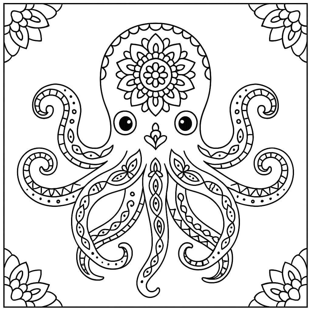 Simple Octopus Mandala Coloring Page Mandalas