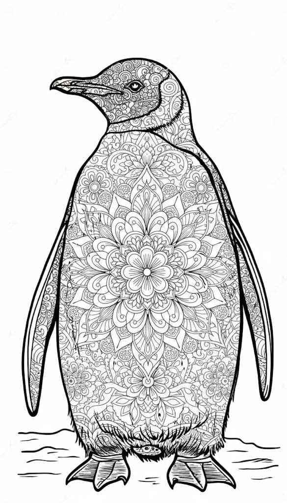 Simplified Penguin Mandala Coloring Page Mandalas