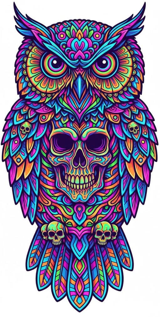 Skull Owl Wisdom Psychedelic Mandala Template Mandala