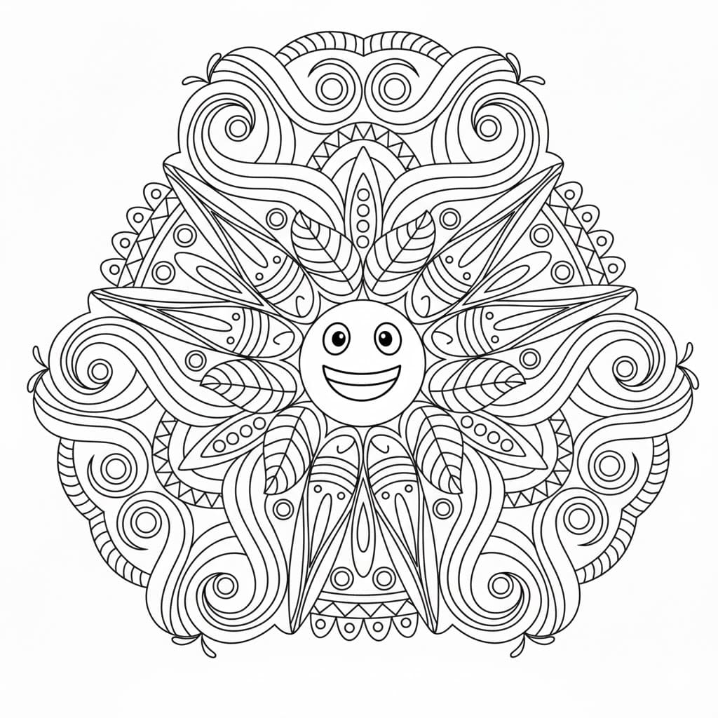 Smiling Sun Triquetra Mandala Coloring Page Mandalas