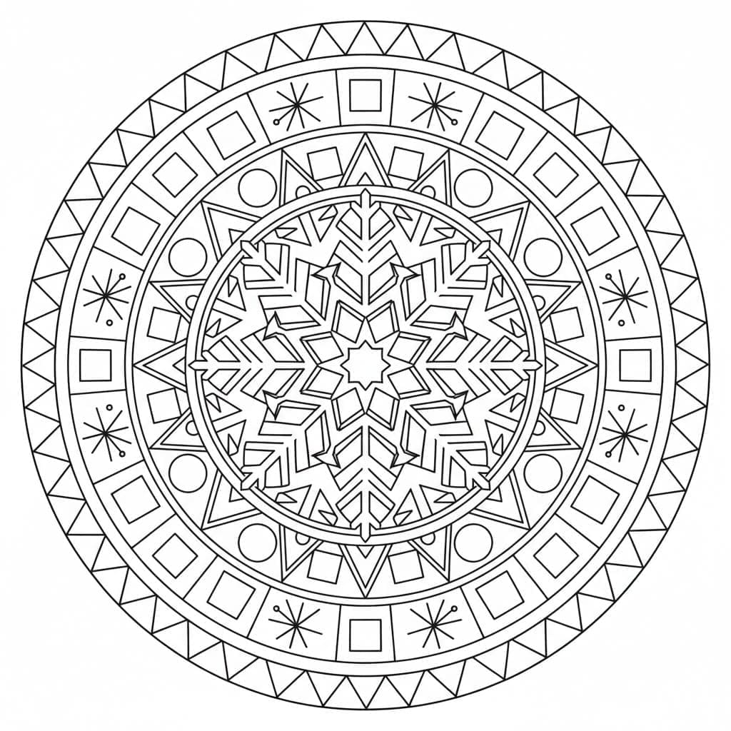 Snowflake Geometric Border Mandala Template Mandalas