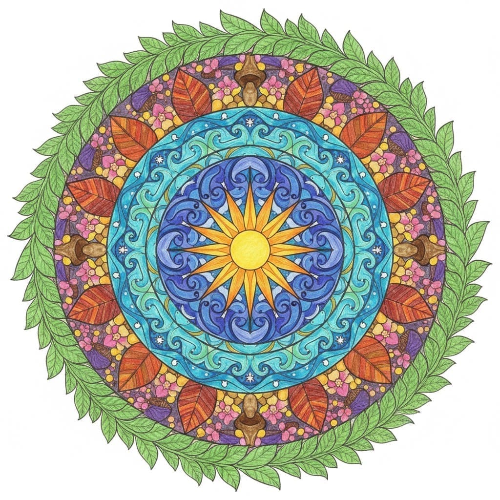 Solar Season Mandala Nature Mandala Template Mandalas