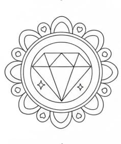 Sparkling Diamond Jewel Mandala Coloring Page Mandalas