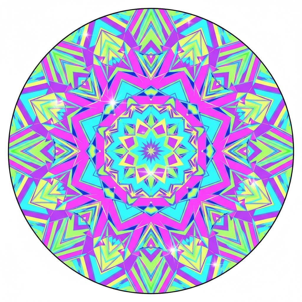 Sparkling Neon Crystal Abstract Mandala Template Mandalas