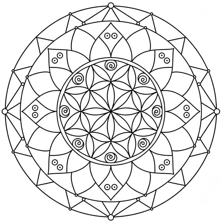 Spiral Geometry Focus Nature Mandala Template Mandalas