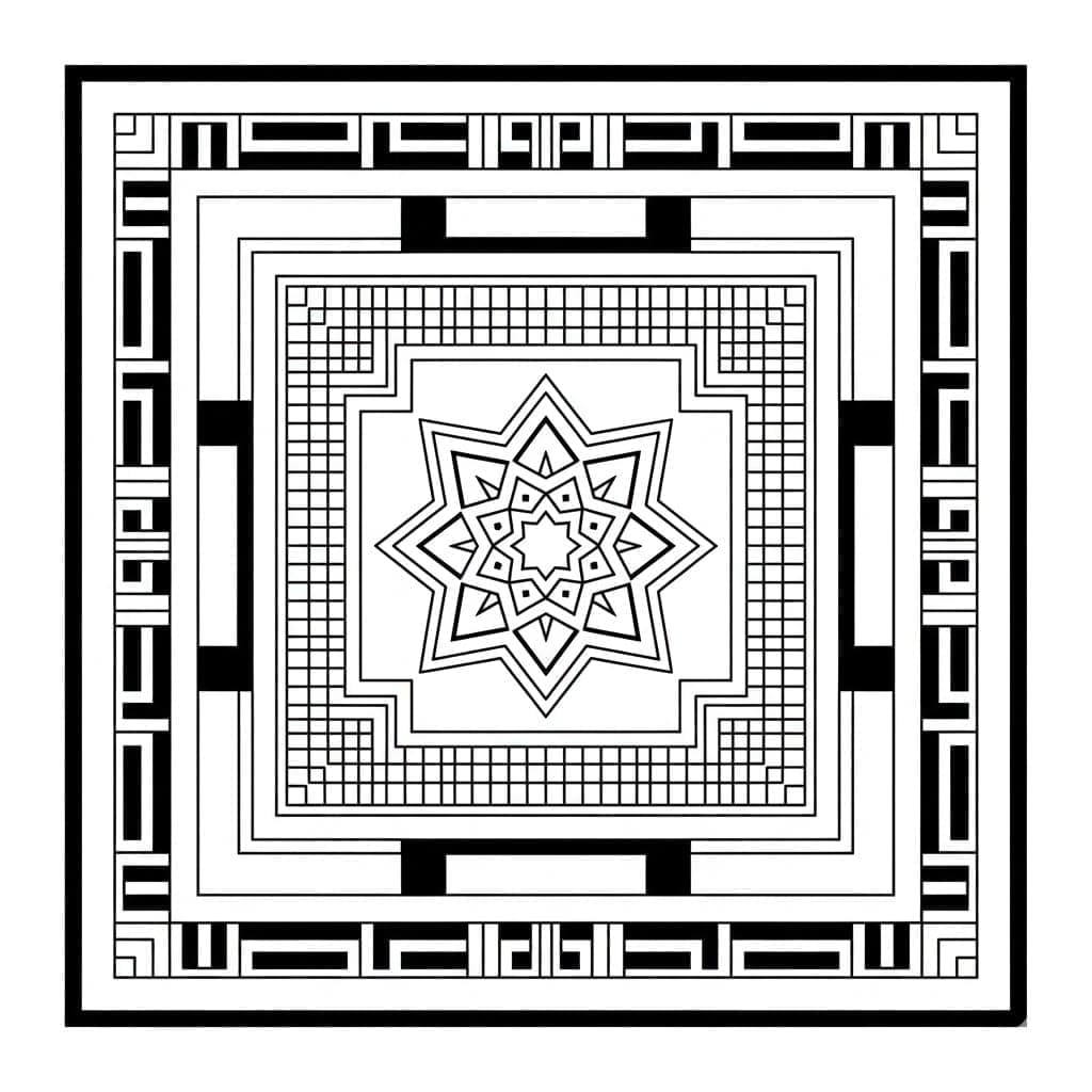 Square Geometric Art Deco Star Mandala Template Mandalas