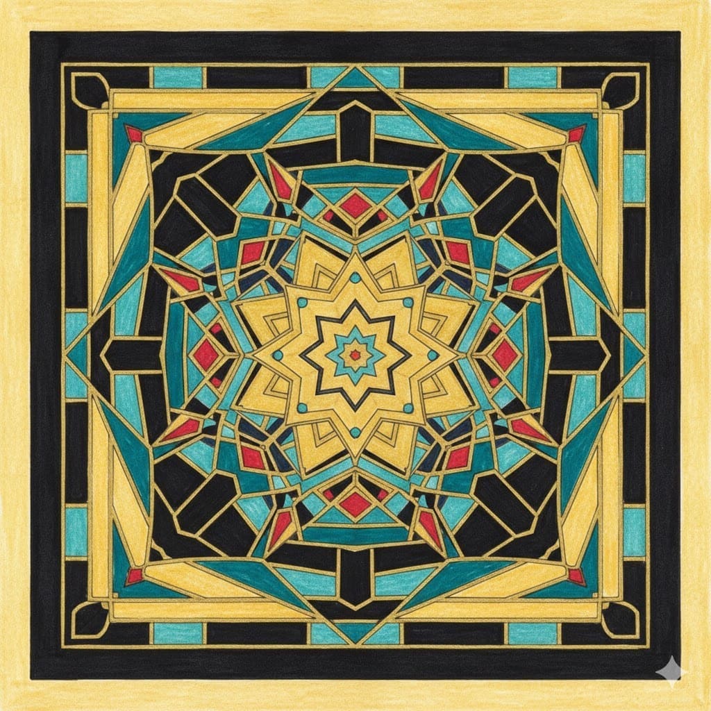 Stained Glass Geometric Square Star Mandala Template Mandalas