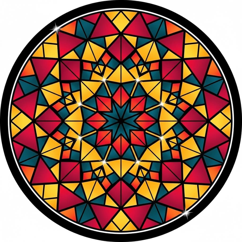 Stained Glass Warm Tones Geometric Star Mandala Template Mandalas