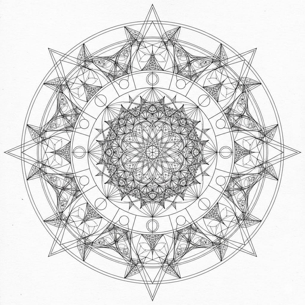 Stellar Geometric Web Sacred Geometry Mandala Template Mandala