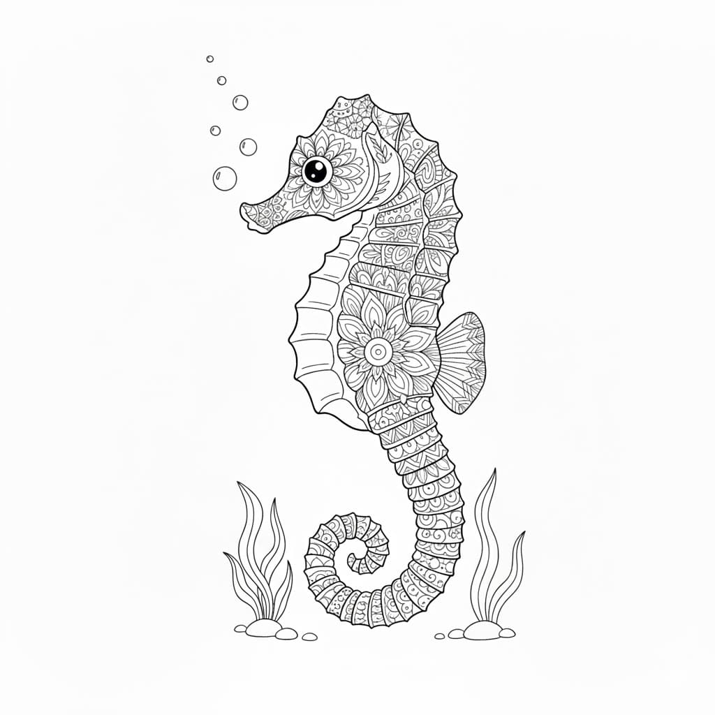 Seahorse Mandala Coloring Pages Mandalas