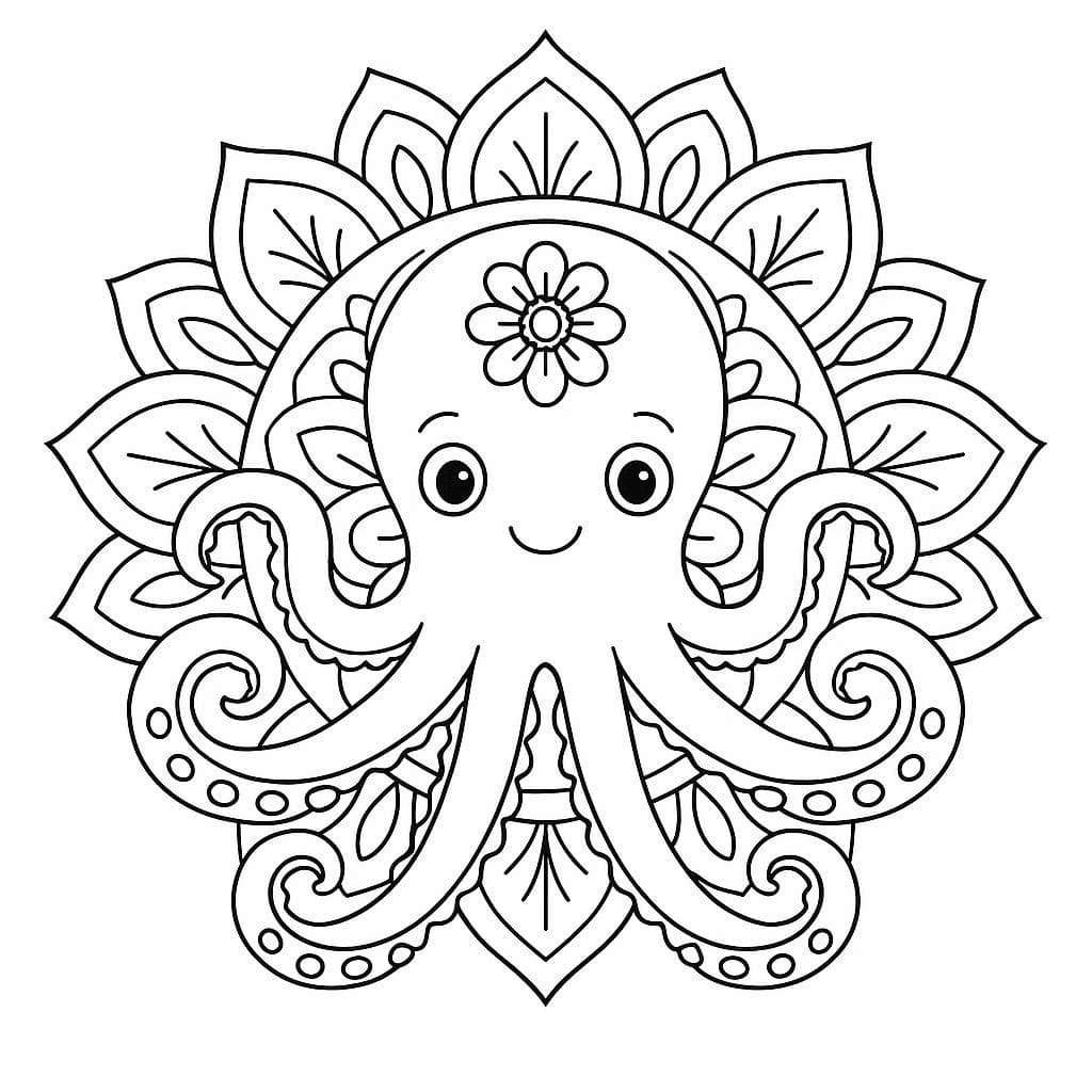 Style Octopus Mandala Coloring Page Mandalas