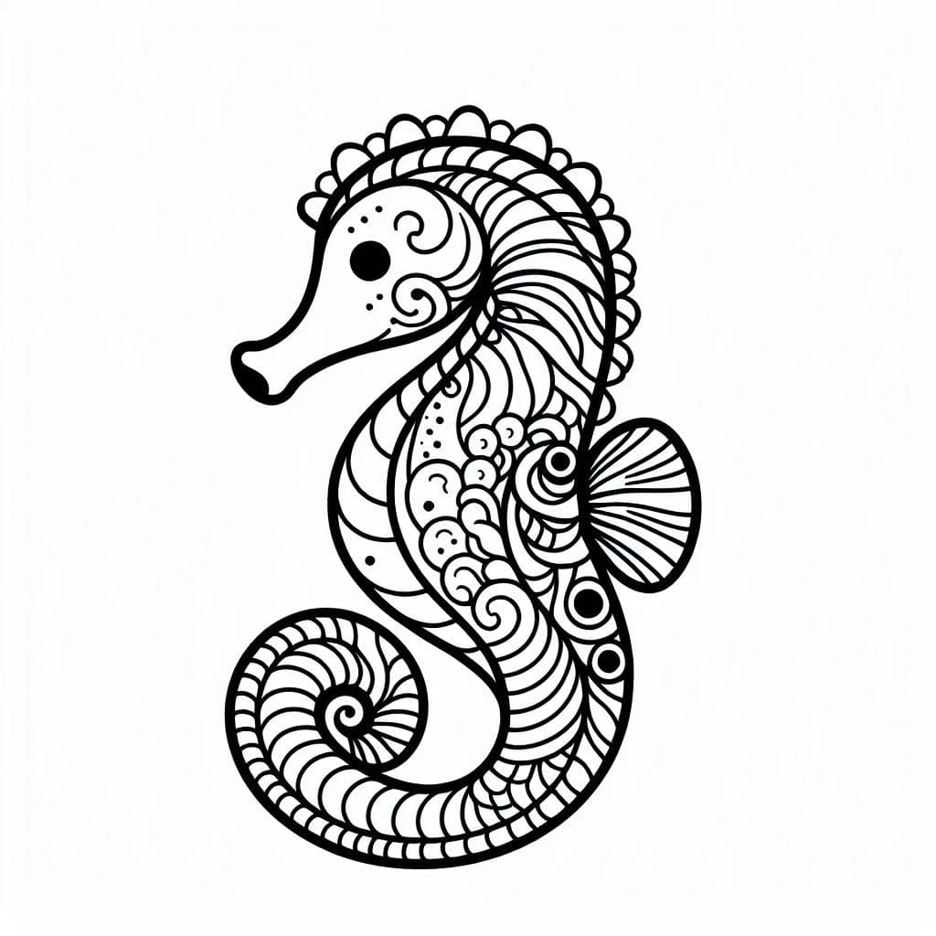 Style Seahorse Mandala Coloring Page Mandalas