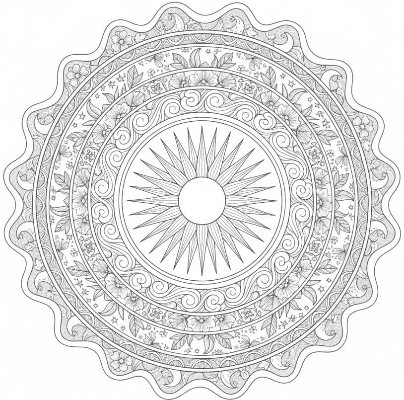 Sun Ray Floral Ring Nature Mandala Template Mandalas