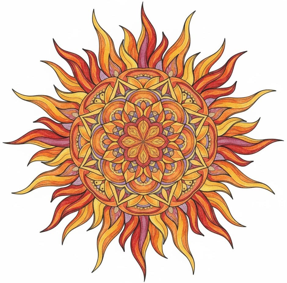 Sunburst Zen Mandala Template Mandalas
