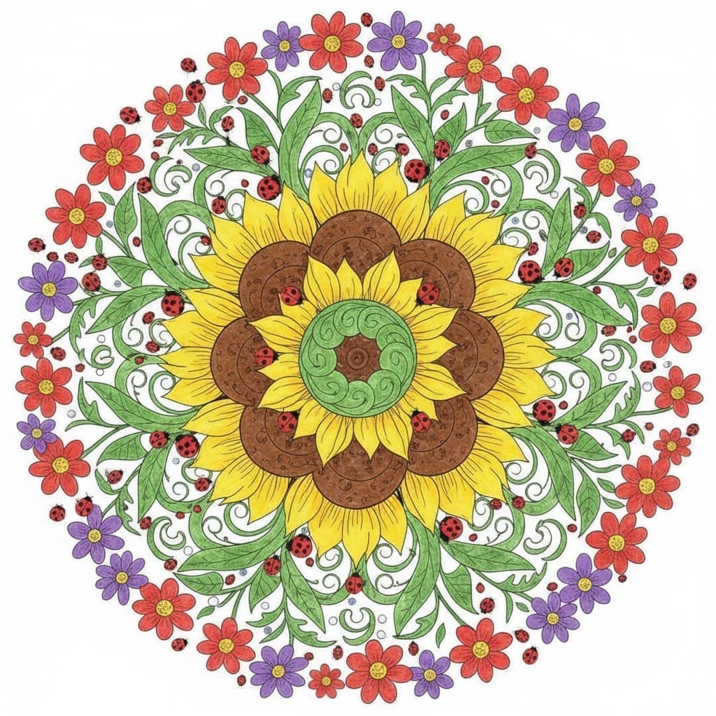 Sunflower Joy Nature Mandala Template Mandalas