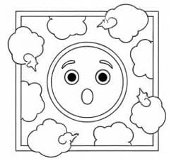 Surprised Face Cloud Square Mandala Coloring Page Mandalas