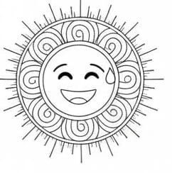 Sweating Smiley Sun Mandala Coloring Page Mandalas