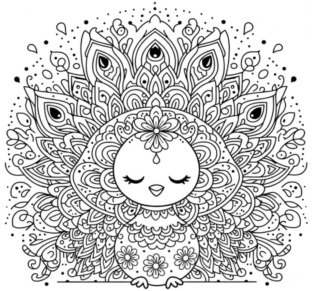 Sweet Doodle Art Peacock Mandala Coloring Page Mandalas