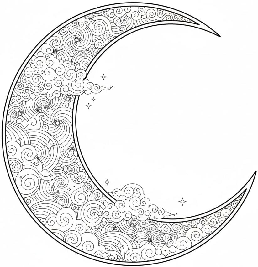 Swirling Cloud Crescent Zen Mandala Template Mandalas