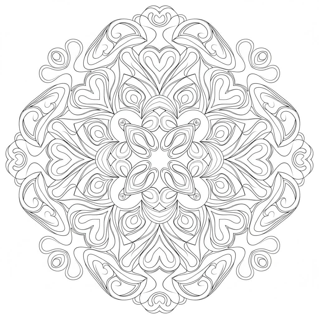 Swirling Hearts Motif Abstract Mandala Template Mandalas