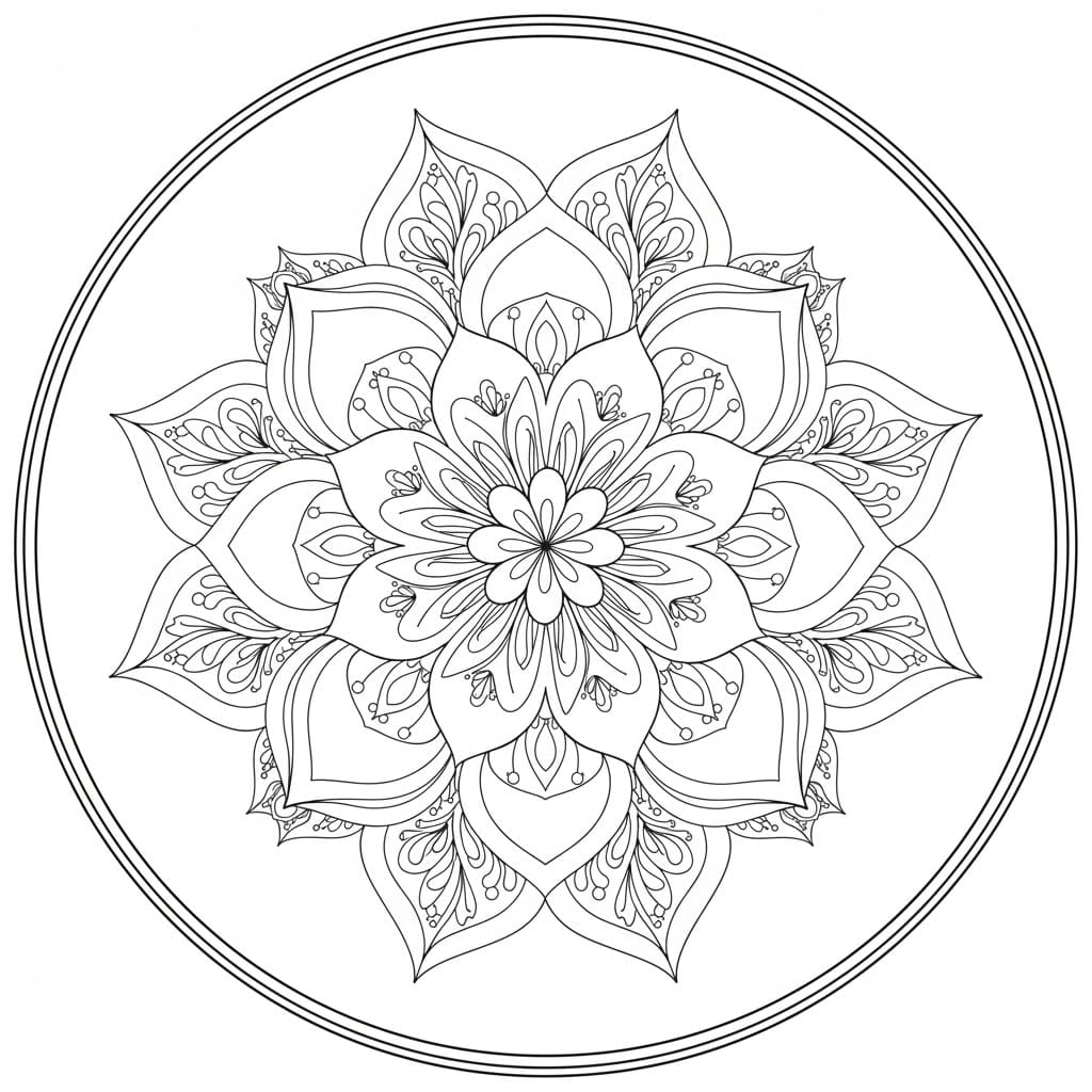 Symmetrical Bloom Zen Mandala Template Mandalas