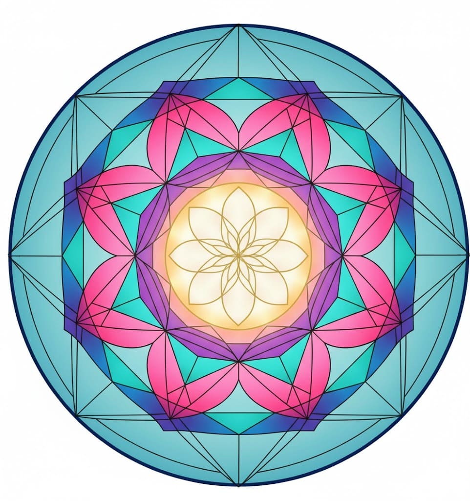 Teal and Magenta Star Sacred Geometry Mandala Template Mandalas