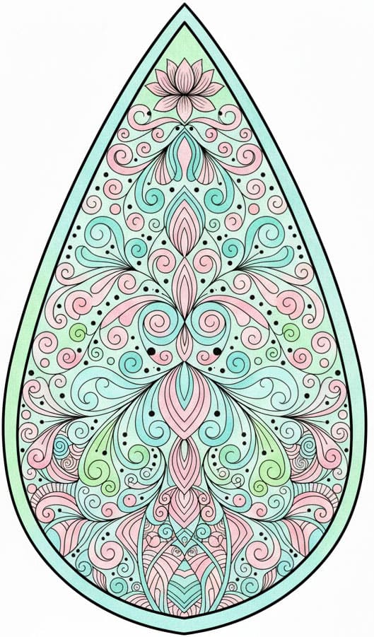 Teardrop Pastel Swirl Zen Mandala Template Mandalas