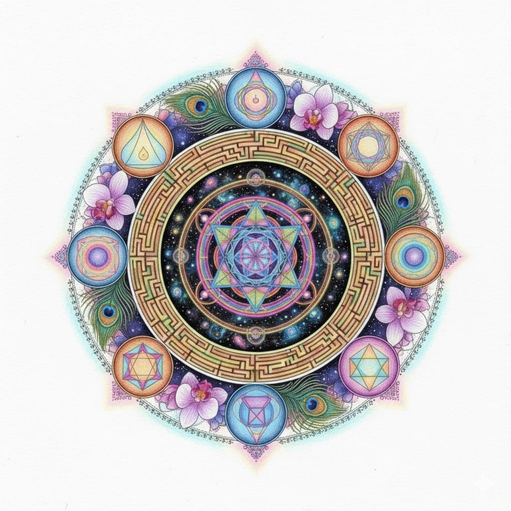 The Cosmic Labyrinth Sacred Geometry Mandala Template Mandalas