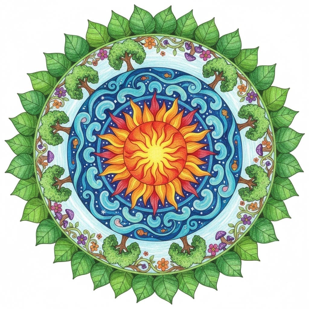 The Four Elements Sun Nature Mandala Template Mandalas