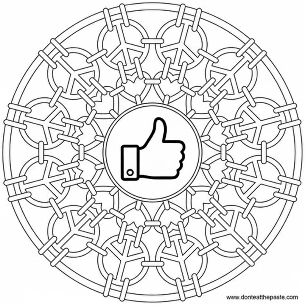 Thumbs Up Peace Sign Mandala Coloring Page Mandalas