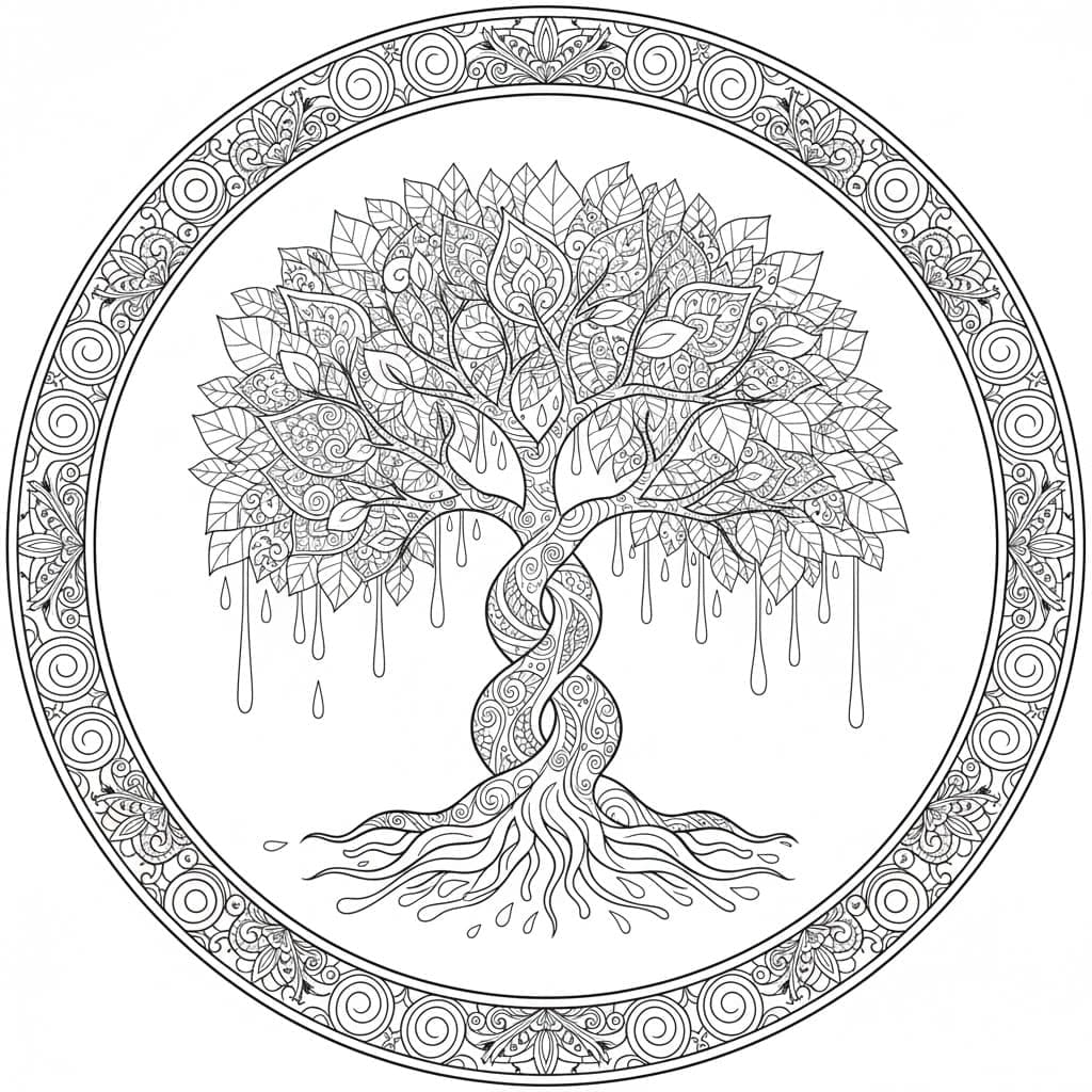 Transcendent Life Tree Of Life Mandala Coloring Page Mandalas