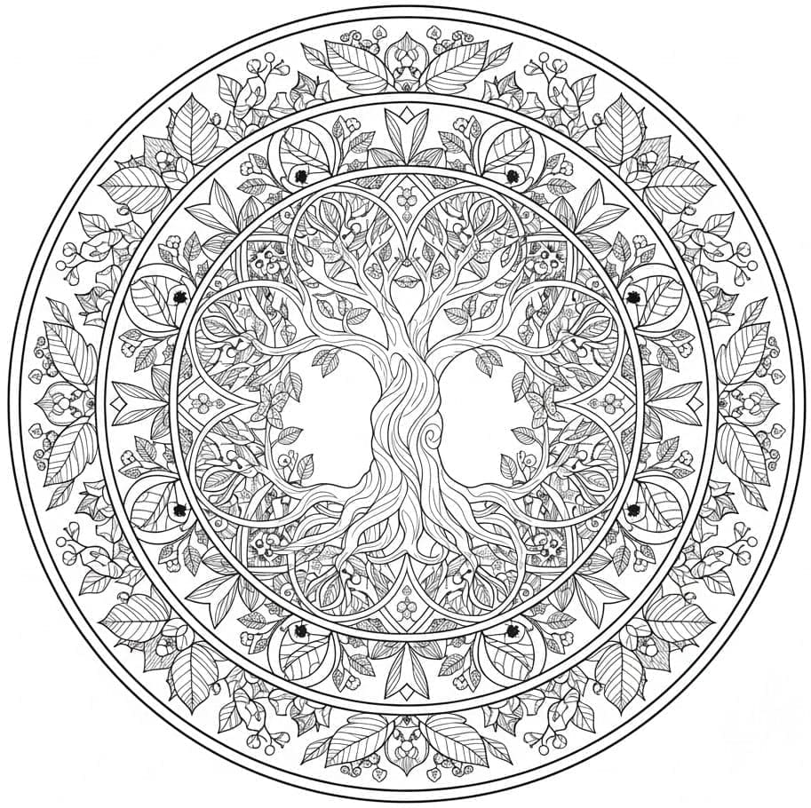 Tree of Life Circle Nature Mandala Template Mandalas