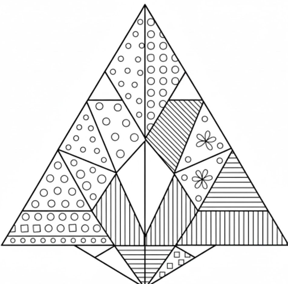 Triangle Patchwork Mandala Coloring Page Mandalas