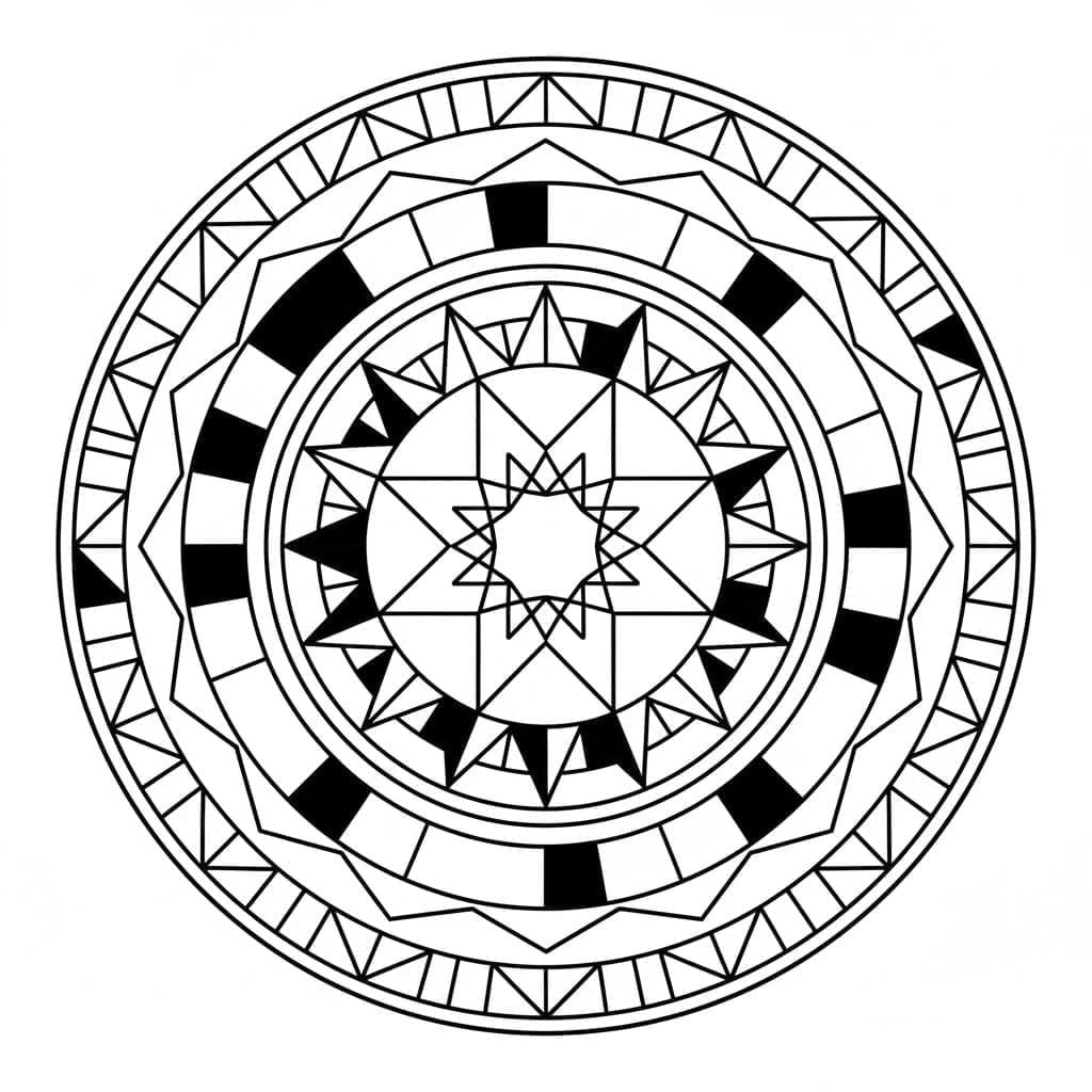 Tribal Geometric Star and Band Mandala Template Mandalas