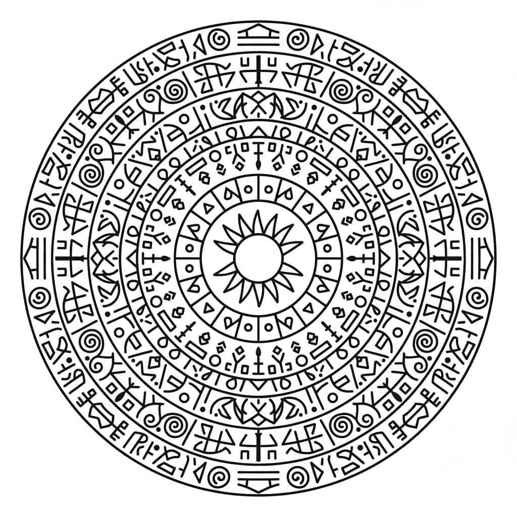 Tribal Runic Symbols Abstract Mandala Template Mandalas