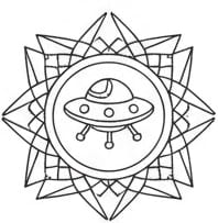 UFO Geometric Mandala Coloring Page Mandalas