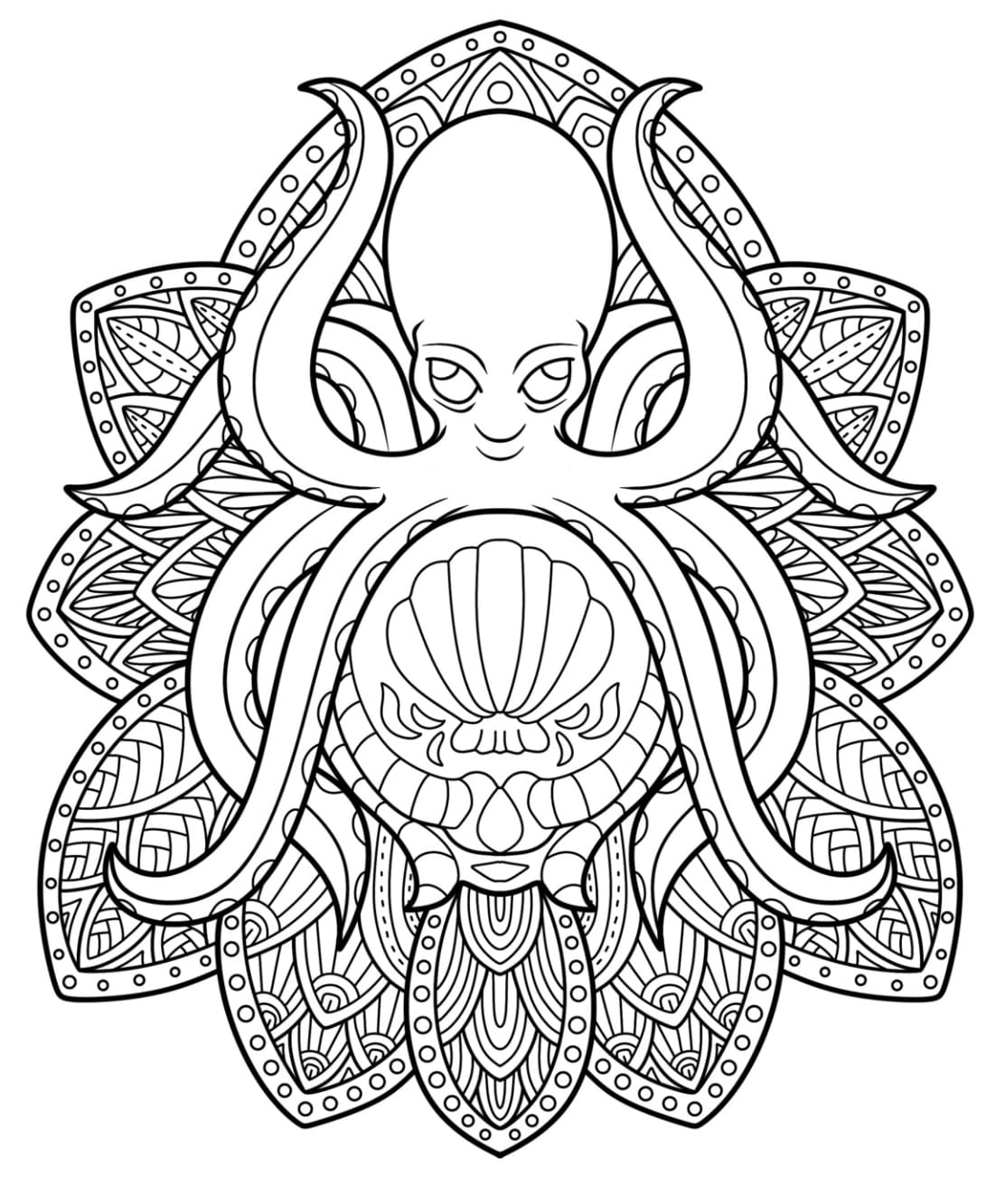 Very Easy Octopus Mandala Coloring Page Mandalas
