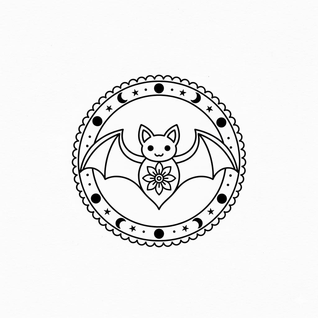 Very Simple Bat Mandala Coloring Page Mandalas