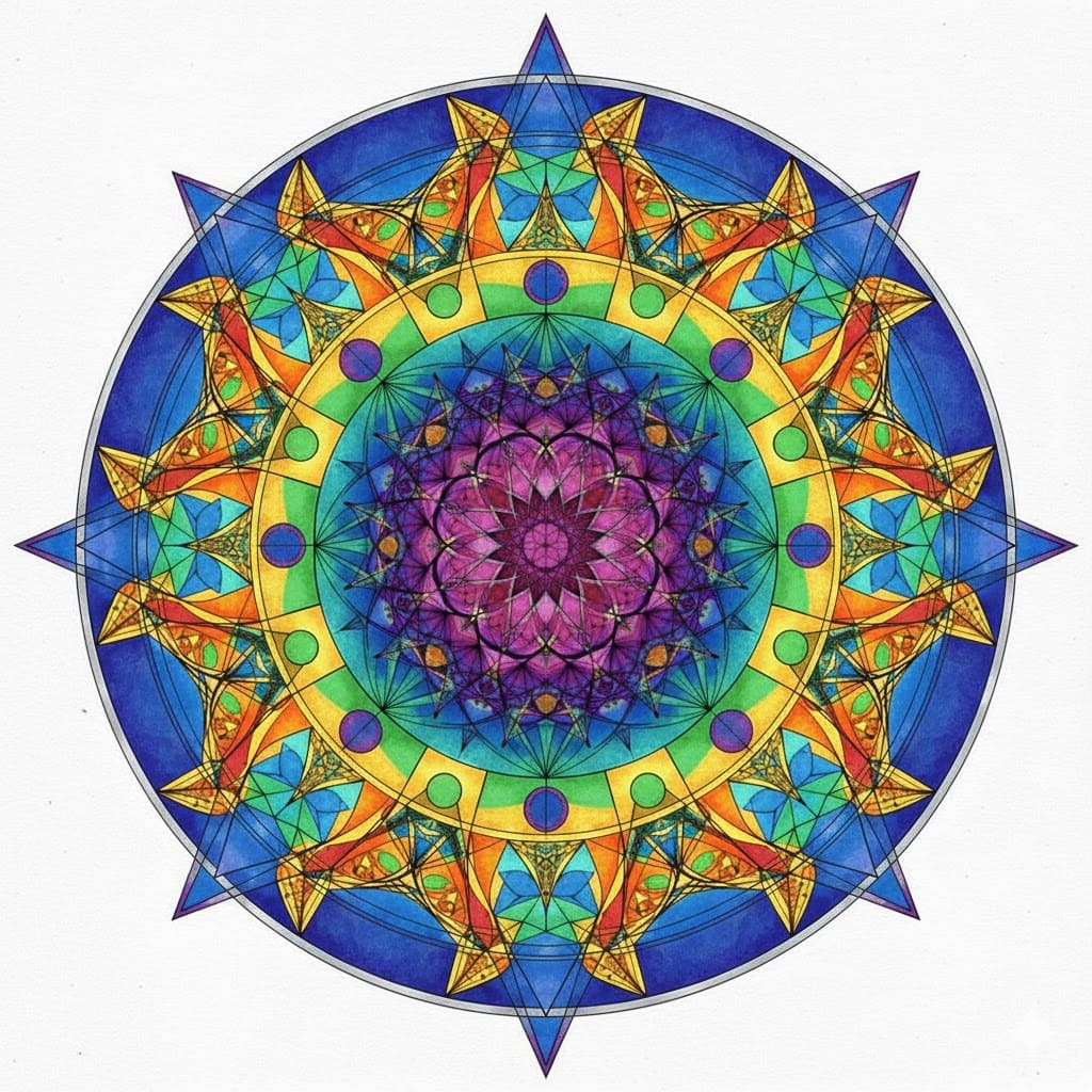 Vibrant Layered Compass Rose Mandala Sacred Geometry Mandala Template Mandalas