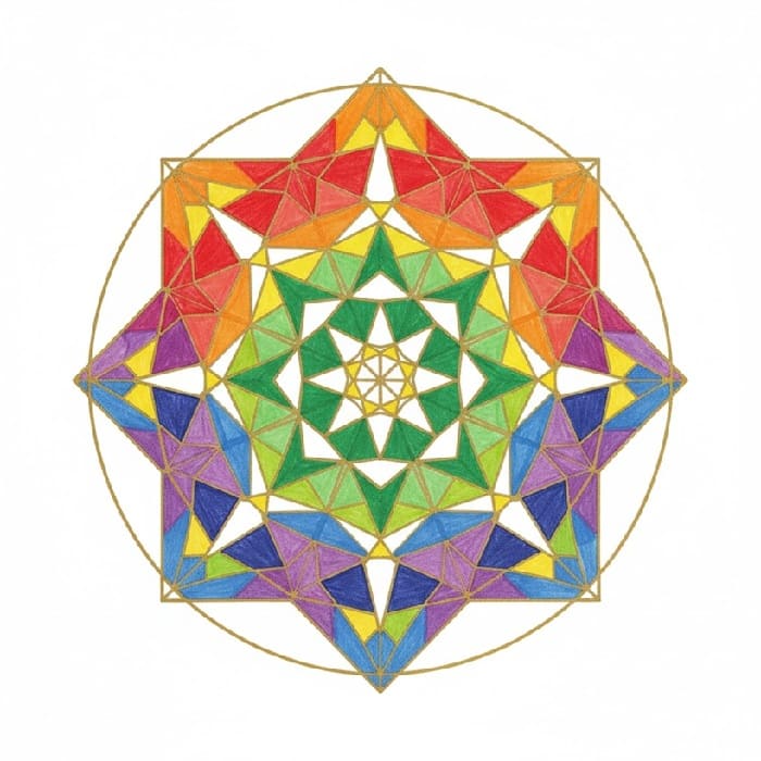 Vibrant Metatron's Cube Sacred Geometry Mandala Template Mandalas