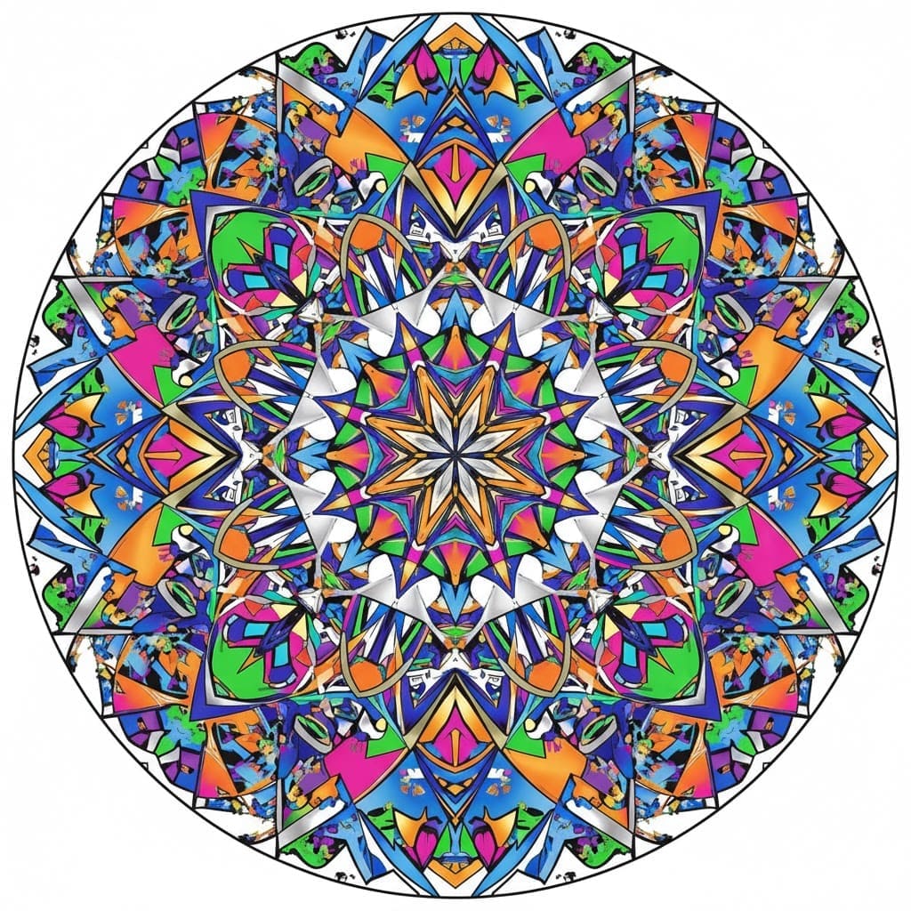 Vibrant Multicolor Kaleidoscope Abstract Mandala Template Mandalas