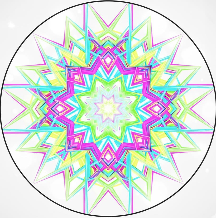 Vibrant Neon Star Abstract Mandala Template Mandalas