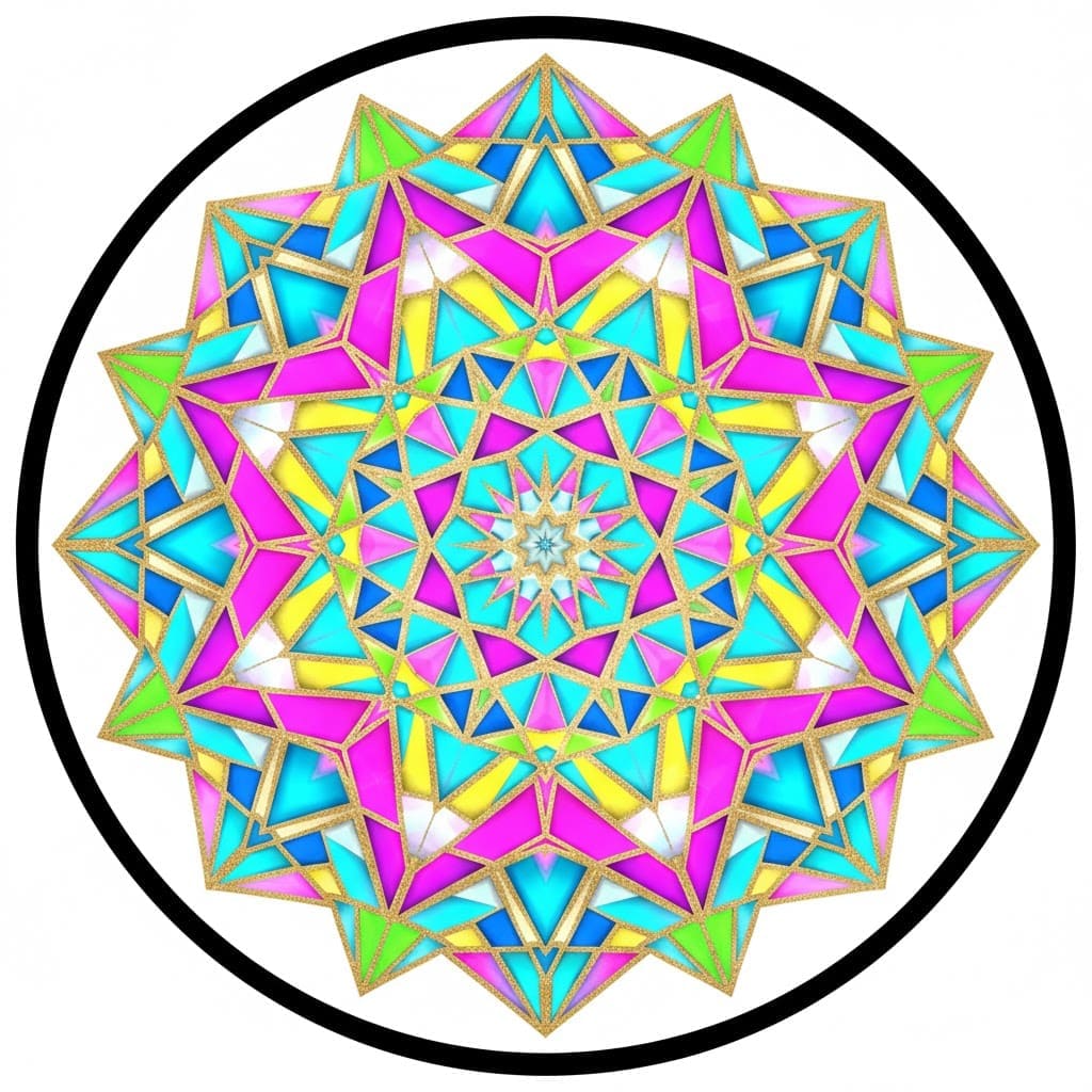 Vibrant Stained Glass Star Abstract Mandala Template Mandalas