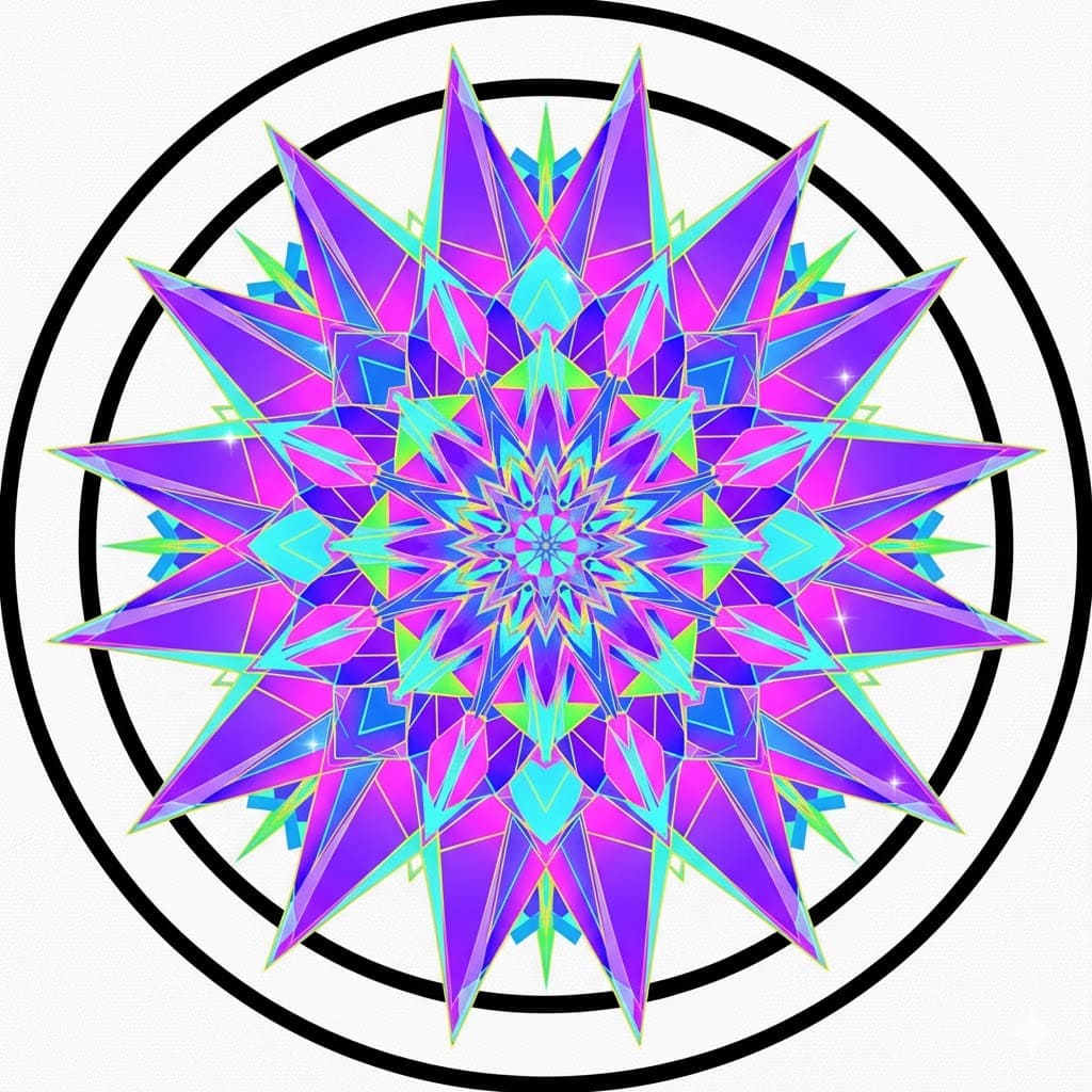Vibrant Violet Starburst Abstract Mandala Template Mandalas